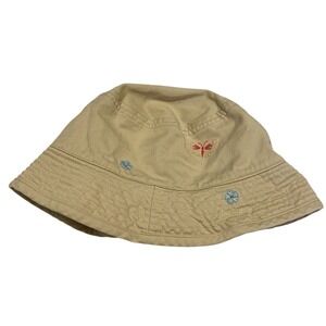 Vintage Gymboree‎ Bucket Sun Hat Tan Butterflies L XXL sz 5-7 flowers girls